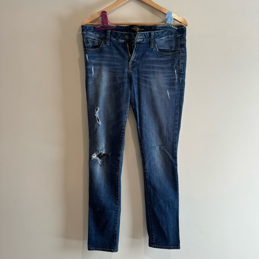 Lucky Brand Jeans Women’s Size 12 Blue Lola Skinny Ripped EUC